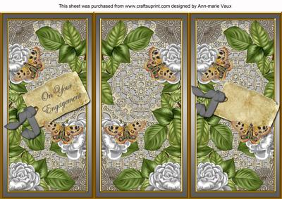 Silver Roses Your Engagement Quick Tri-fold Card