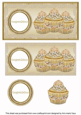 Cream Vintage Cupcake Congratulations Dl Topper