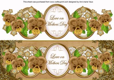 Vintage Tea Pansy Love on Mothers Day Large Dl Topper