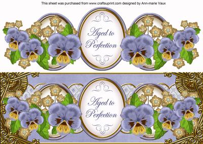 Blue Pansy Aged to Perfection Large Dl Topper