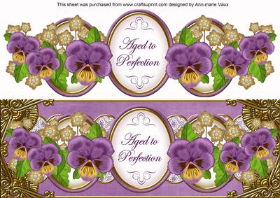 Purple Pansy Aged to Perfection Large Dl Topper