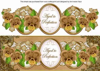 Vintage Tea Pansy Aged to Perfection Large Dl Topper