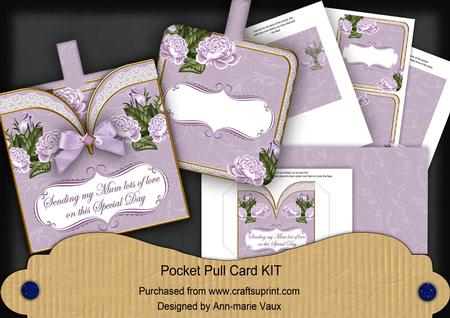 Lilac Roses2 Sending Mum Love Pocket Pull Card Kit