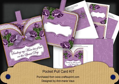 Purple Roses2 Sending Mum Love Pocket Pull Card Kit