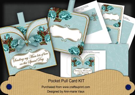 Teal Roses2 Sending Mum Love Pocket Pull Card Kit