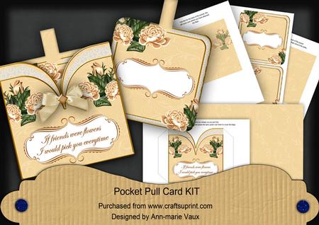 Peach Roses2 If Friends Were -  Pocket Pull Card Kit