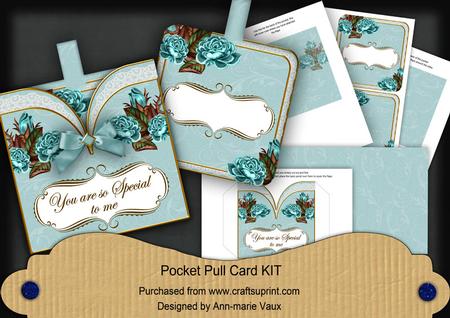 Teal Roses2 Special to Me Vintage Pocket Pull Card Kit