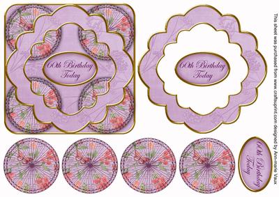 Lilac Sweet Peas 60th Birthday 3D Rosette Topper