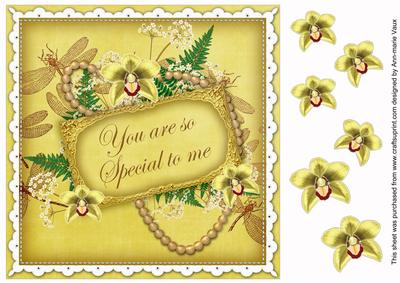 Lemon Orchid So Special to Me 8in Vintage Decoupage Topper