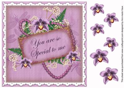 Lilac Orchid So Special to Me 8in Vintage Decoupage Topper