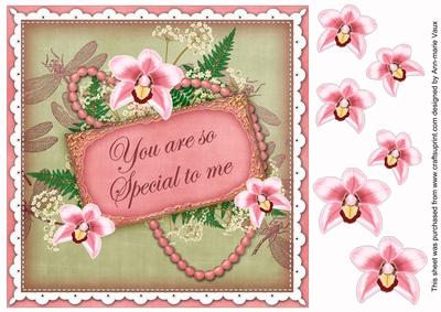 Pink g Orchid So Special to Me 8in Vintage Decoupage Topper
