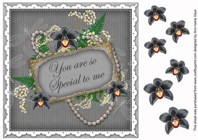 Silver Orchid So Special to Me 8in Vintage Decoupage Topper