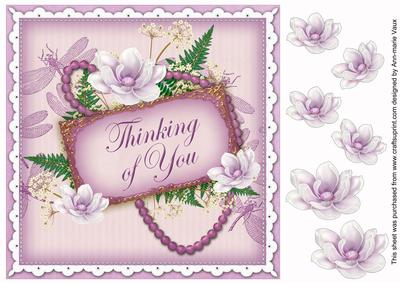 Lilac Magnolia Thinking of You 8in Decoupage Topper