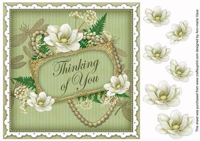 Olive Magnolia Thinking of You 8in Decoupage Topper