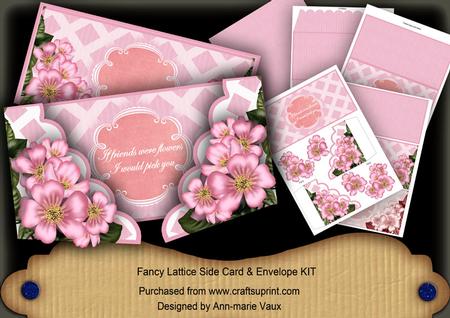 Pink Blossom If Friends Were -  3D Fancy Lattice Card Kit