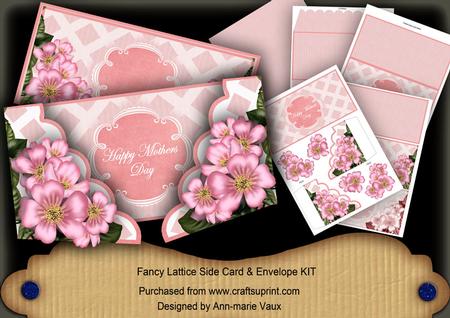 Pink Blossom Mothers Day 3D Fancy Lattice Card Kit
