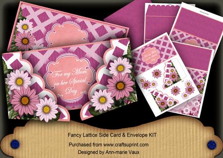 Pink Daisy Mums Special Day 3D Fancy Lattice Card Kit