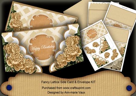 Coffee Roses Happy Birthday Fancy Lattice 3D Card Kit