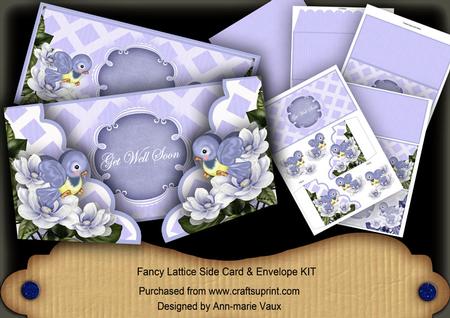 Blue Birds Get Well Soon Fancy Lattice 3D Card Kit