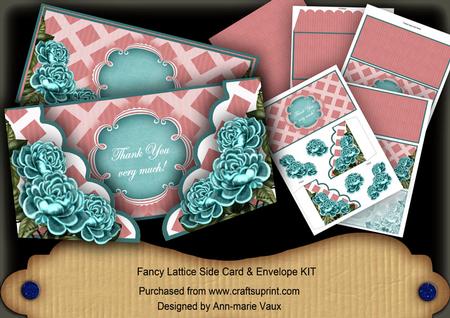 Tealp Rose Thank You Fancy Lattice 3D Card Kit