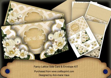 Cream Birds Mr & Mrs -  Fancy Lattice 3D Card Kit