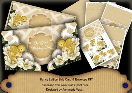 Gold Birds Wedding Day Fancy Lattice 3D Card Kit