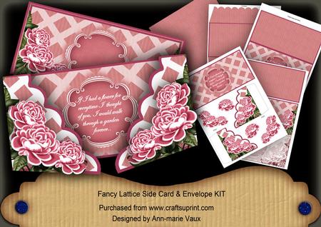 Cerise Roses If I Had a Flower Fancy Lattice 3D Card Kit