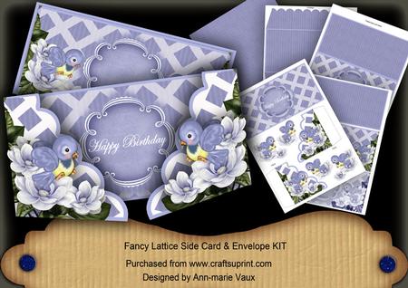 Blue Birds Happy Birthday Fancy Lattice 3D Card Kit