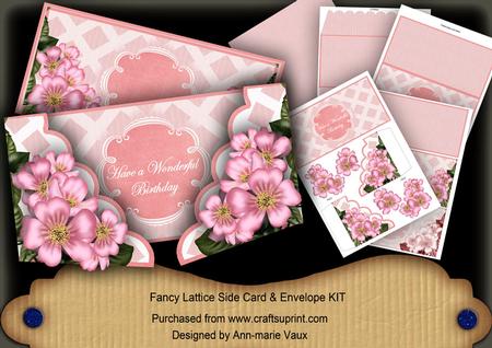Pink Blossom Wonderful Fancy Lattice 3D Card Kit