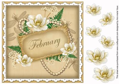 Cream Magnolia February 8in Vintage Decoupage Topper