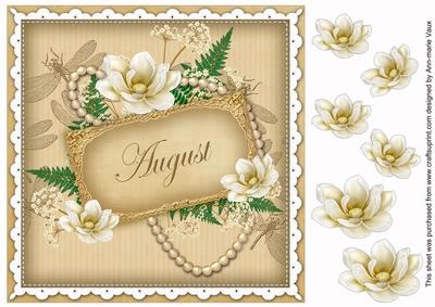 Cream Magnolia August 8in Vintage Decoupage Topper
