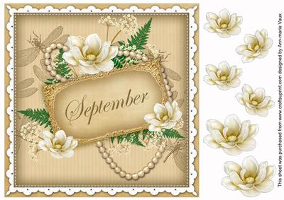 Cream Magnolia September 8in Vintage Decoupage Topper