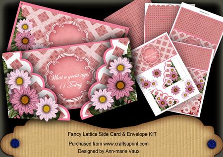 Pink Daisy Great Age 11 Today Lattice 3D Card Kit