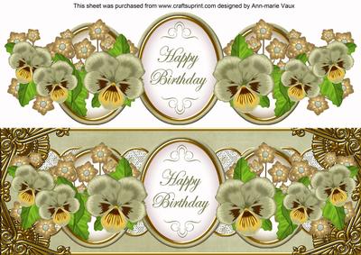 Olive Pansy Happy Birthday Large Dl Topper