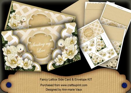 Cream Birds Sending My Love Fancy Lattice 3D Card Kit
