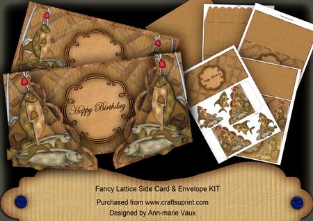 Vintage Tea Fishing Happy Birthday Lattice 3D Card Kit