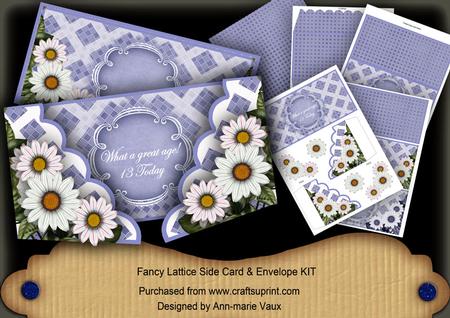 Blue Daisy Great Age 13 Birthday 3D Fancy Lattice Card Kit