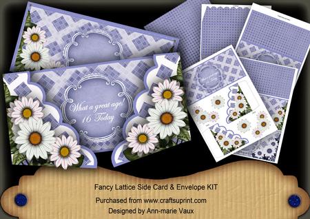 Blue Daisy Great Age 16 Birthday 3D Fancy Lattice Card Kit