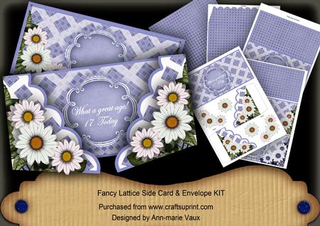 Blue Daisy Great Age 17 Birthday 3D Fancy Lattice Card Kit
