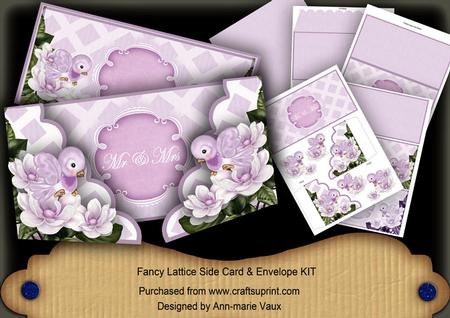 Lilac Lovebirds Mr & Mrs 3D Fancy Lattice Card Kit