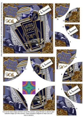 Blue Aftershave 90th Birthday 5in Round Quad Stacker