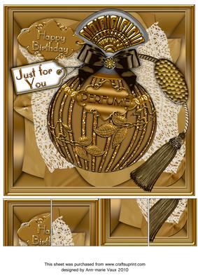 Gold Perfume Happy Birthday 8in Picture Sheet Topper