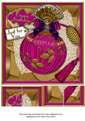 Pinksapphire Perfume Happy Birthday 8in Picture Sheet Topper