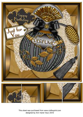 Silver Perfume Happy Birthday 8in Picture Sheet Topper