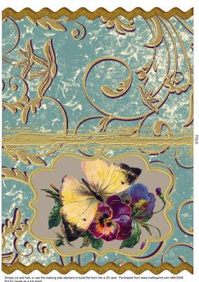 Butterfly Pansey Bracket Wavy Edge Card