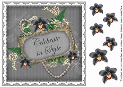 Silver Orchid Celebrate in Style 8in Decoupage Topper