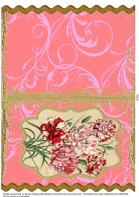Carnation Bunch Bracket Wavy Edge Card