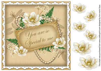 Cream Magnolia Special to Me 8in Vintage Decoupage Topper