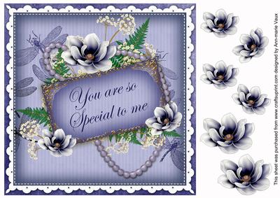 Dblue Magnolia Special to Me 8in Vintage Decoupage Topper