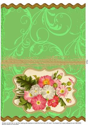 Pink Primulas Bracket Wavy Edge Card